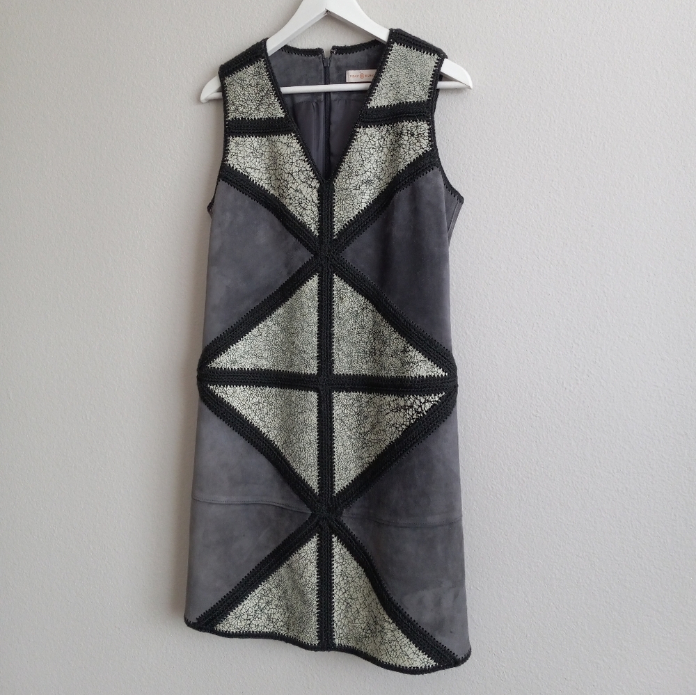 Tory Burch Patchwork Suede Leather Sleeveless Dre… - image 2